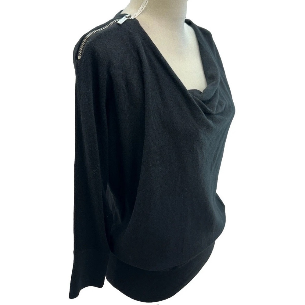 NWT Michael Kors Black Kimono Sweater Women’s Small Zipper Detail Cowl Neck